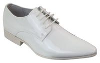 Zapatos elegantes de hombre con cordones, forrados en piel, para fiestas y bodas, de charol italiano con punta brillante.