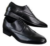 Zapatos de hombre de cuero con cordones, estilo brogue, de diseñador italiano, elegantes, formales, clásicos y retro.