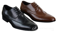 Zapatos de hombre de cuero con cordones, estilo brogue, de diseñador italiano, elegantes, formales, clásicos y retro.