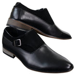Zapatos de hombre de cuero y gamuza sin cordones con hebilla, de diseñador italiano, elegantes, informales y formales.
