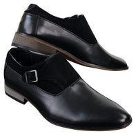 Zapatos de hombre de cuero y gamuza sin cordones con hebilla, de diseñador italiano, elegantes, informales y formales.