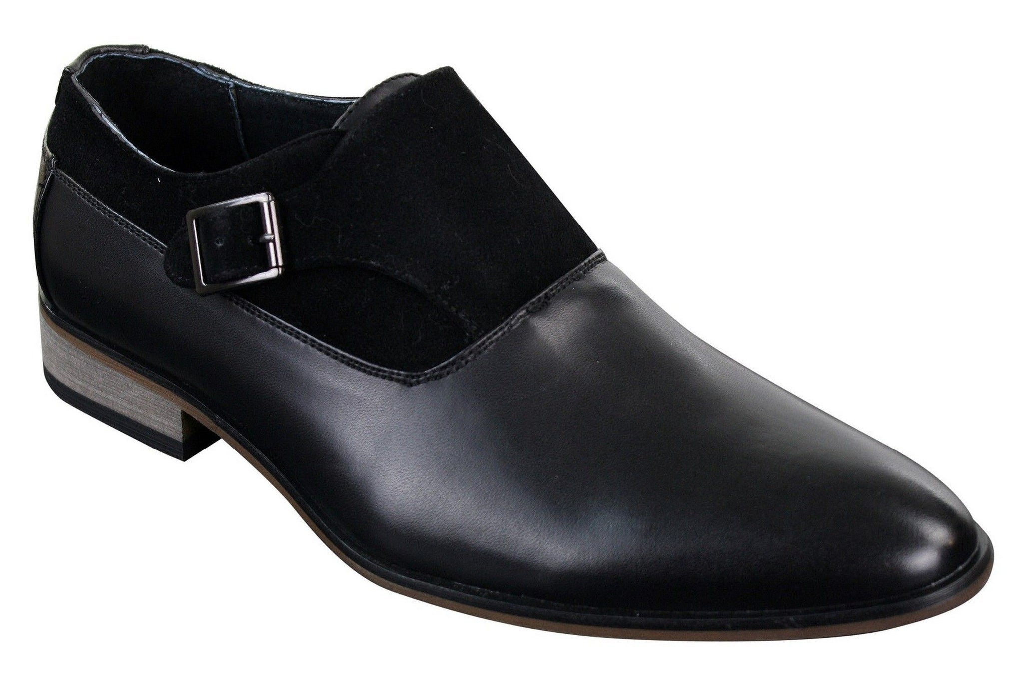 Zapatos de hombre de cuero y gamuza sin cordones con hebilla, de diseñador italiano, elegantes, informales y formales.