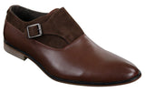 Zapatos de hombre de cuero y gamuza sin cordones con hebilla, de diseñador italiano, elegantes, informales y formales.