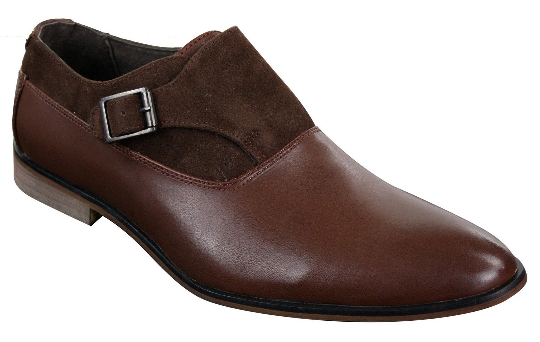 Zapatos de hombre de cuero y gamuza sin cordones con hebilla, de diseñador italiano, elegantes, informales y formales.