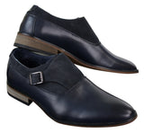 Zapatos de hombre de cuero y gamuza sin cordones con hebilla, de diseñador italiano, elegantes, informales y formales.