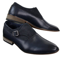Zapatos de hombre de cuero y gamuza sin cordones con hebilla, de diseñador italiano, elegantes, informales y formales.