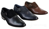 Zapatos de hombre de cuero y gamuza sin cordones con hebilla, de diseñador italiano, elegantes, informales y formales.