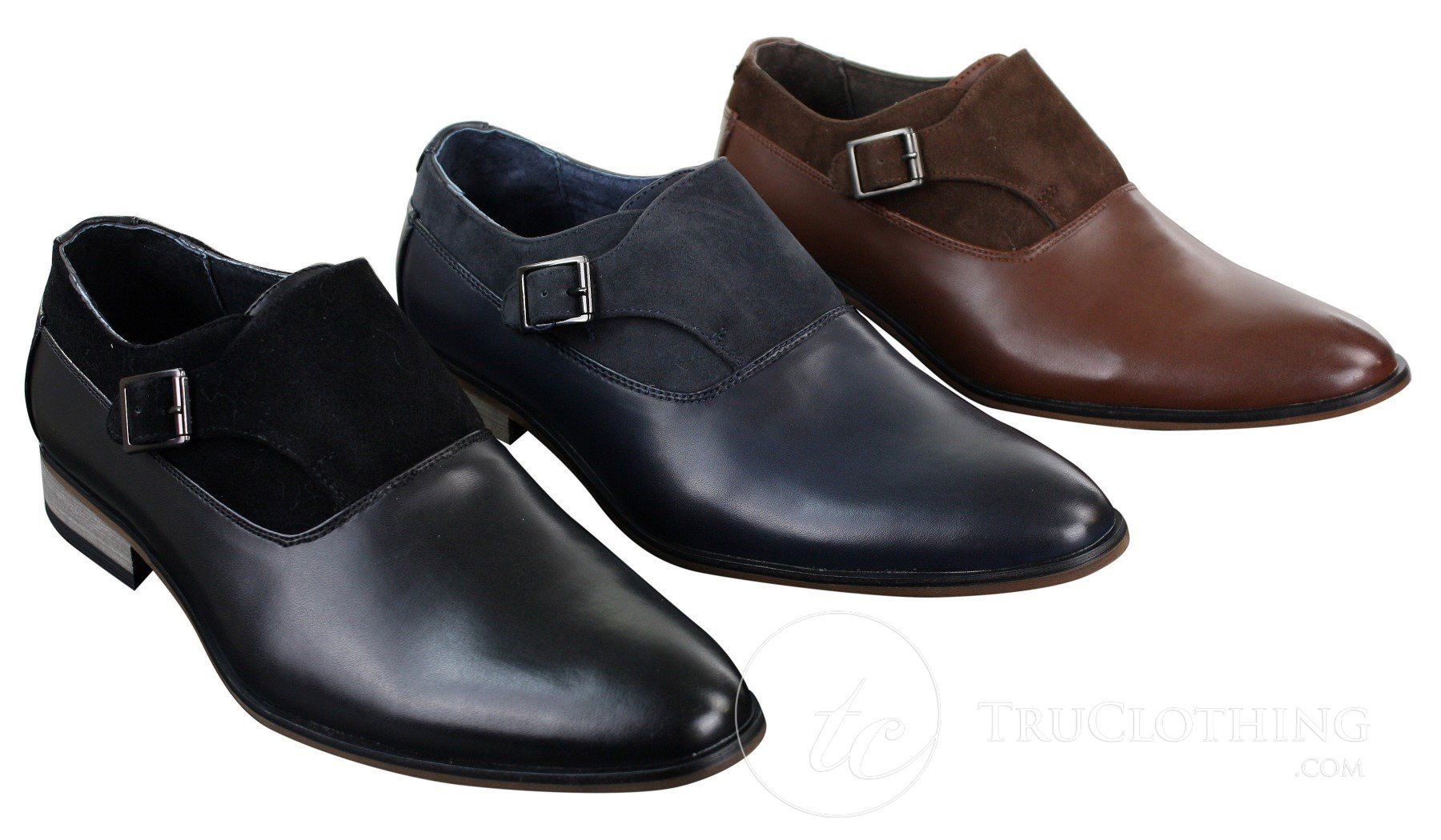 Zapatos de hombre de cuero y gamuza sin cordones con hebilla, de diseñador italiano, elegantes, informales y formales.