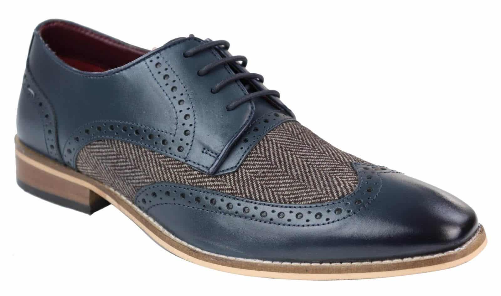 Zapatos Gatsby de hombre de cuero y tweed de los años 20