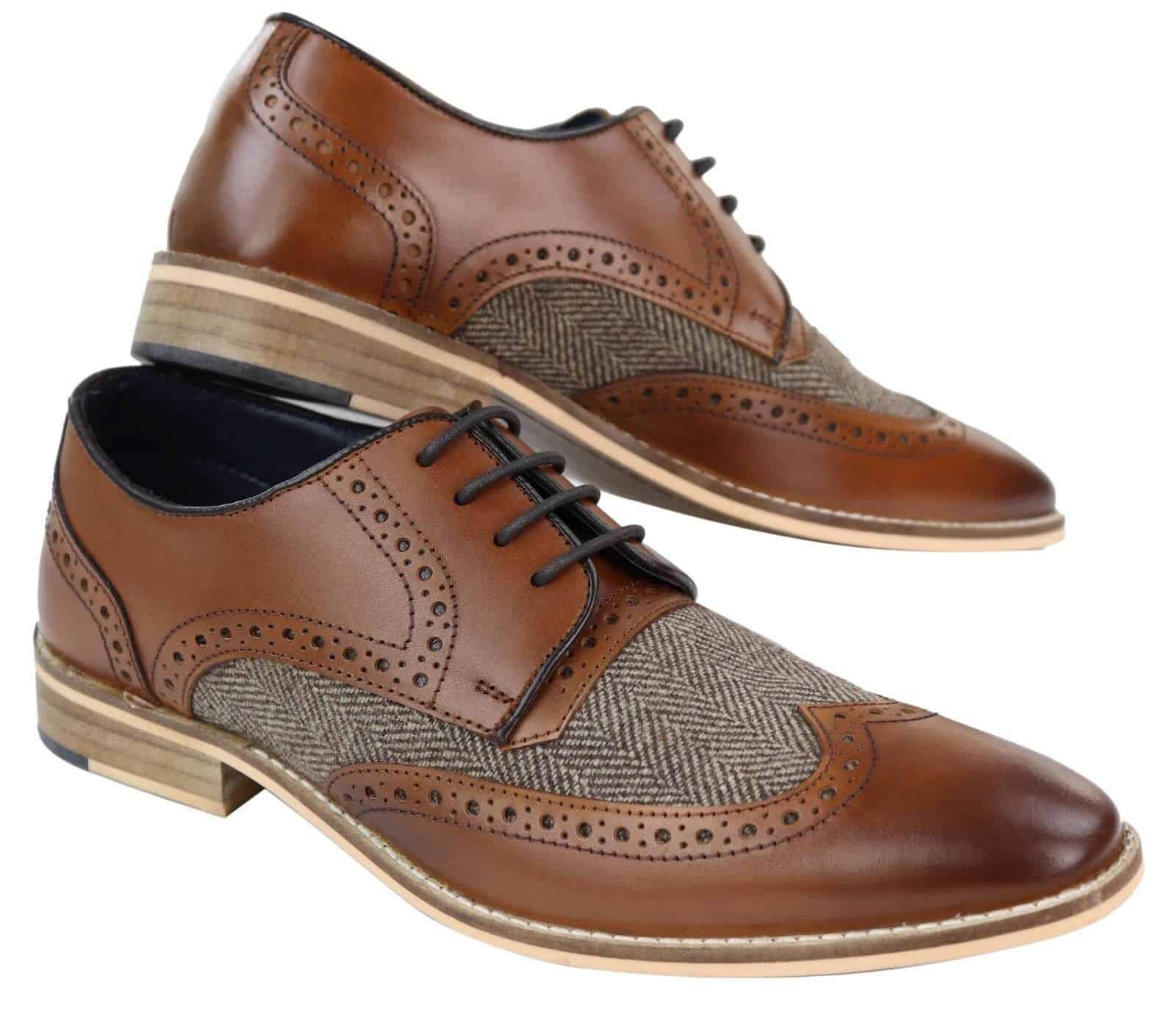 Zapatos Gatsby de hombre de cuero y tweed de los años 20