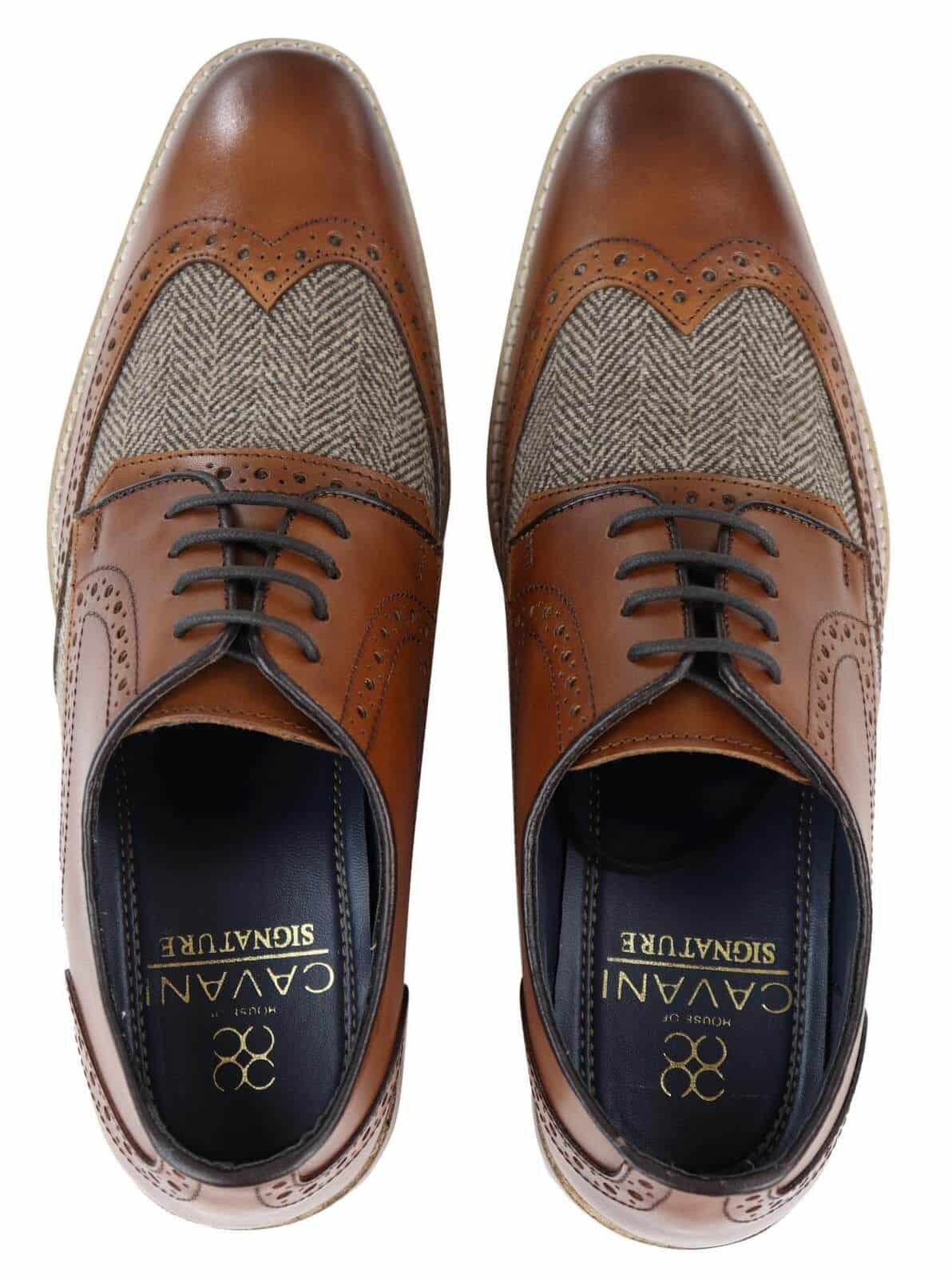 Zapatos Gatsby de hombre de cuero y tweed de los años 20