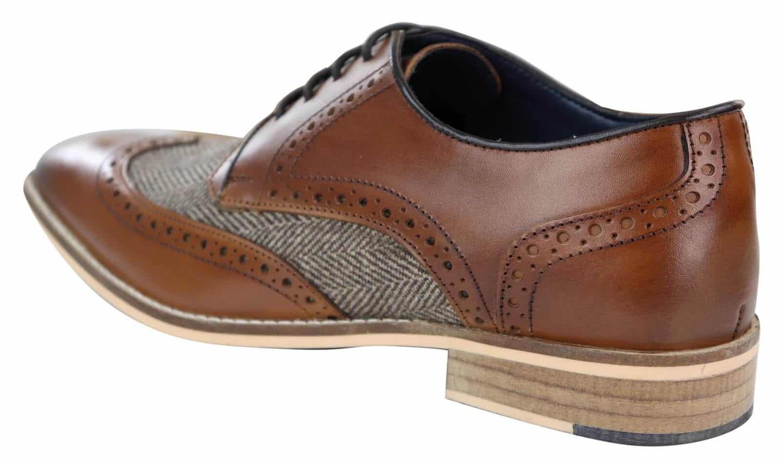 Zapatos Gatsby de hombre de cuero y tweed de los años 20