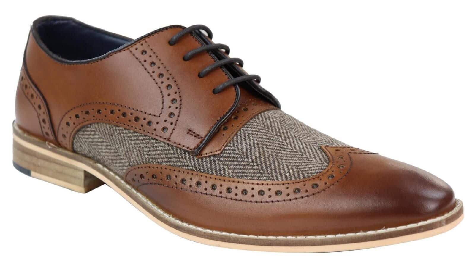 Zapatos Gatsby de hombre de cuero y tweed de los años 20