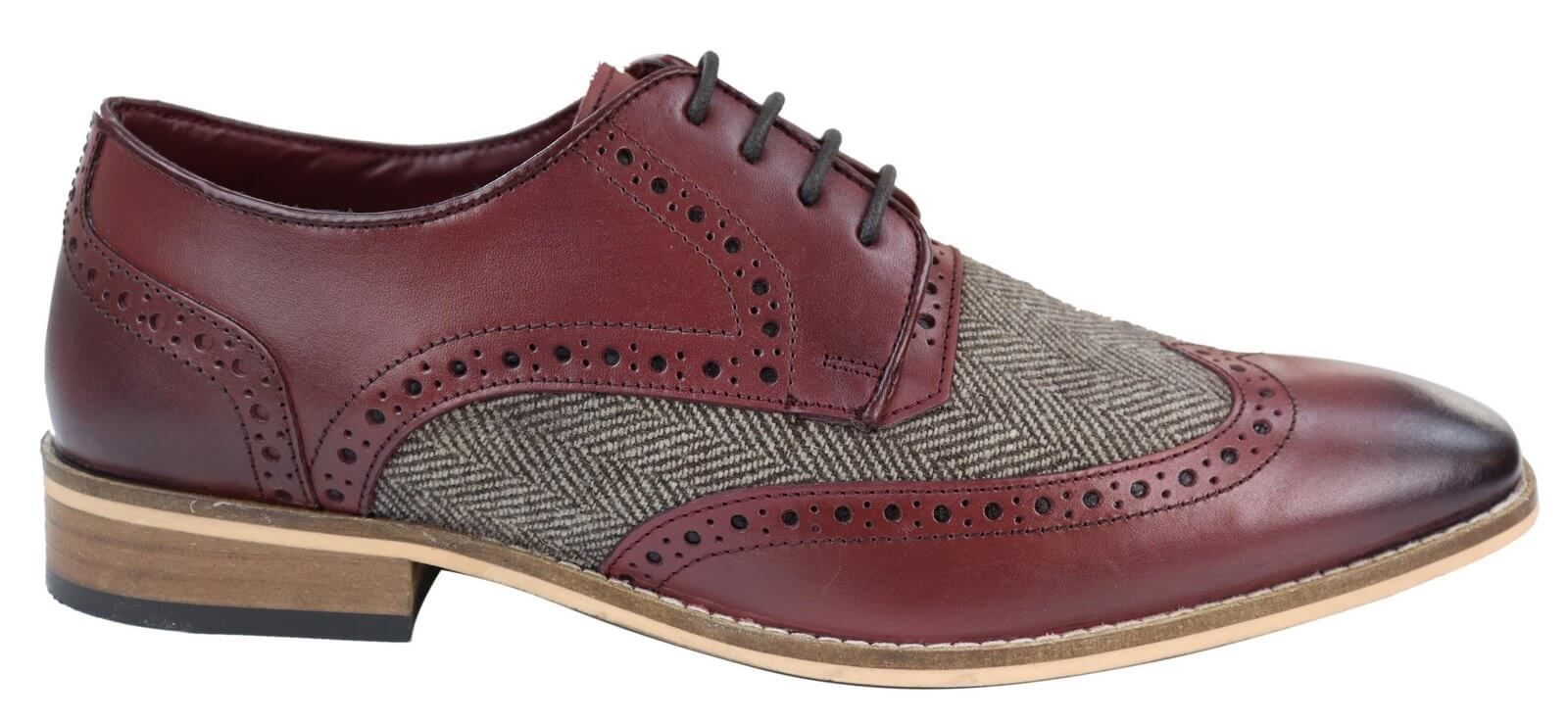 Zapatos Gatsby de hombre de cuero y tweed de los años 20