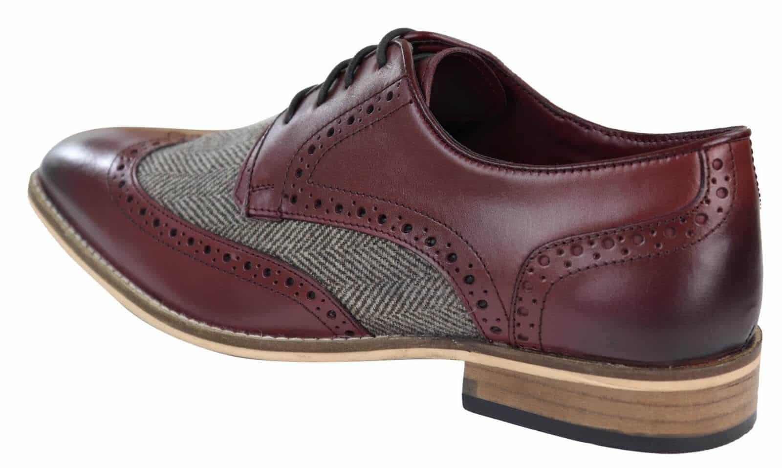 Zapatos Gatsby de hombre de cuero y tweed de los años 20