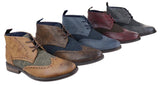 Botines de cuero y tweed con cordones para hombre