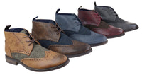 Botines de cuero y tweed con cordones para hombre