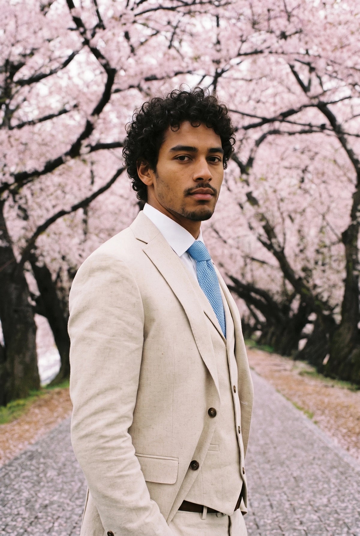 Corbata de punto azul claro para hombre