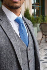 Corbata de punto azul claro para hombre