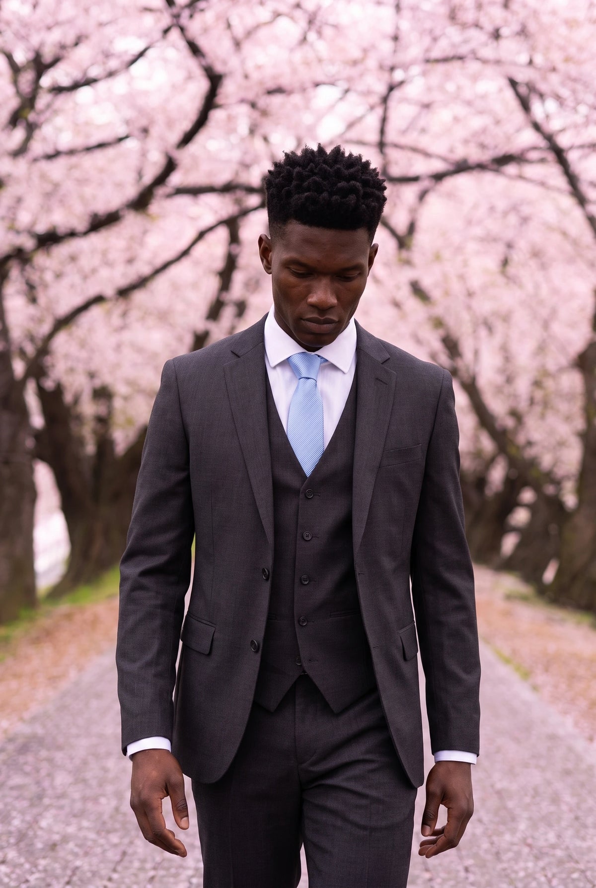 Corbata estrecha azul claro para hombre