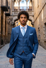 Conjunto de corbata azul claro para hombre