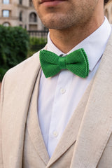 Pajarita de punto verde claro para hombre