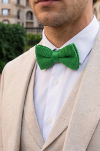 Pajarita de punto verde claro para hombre