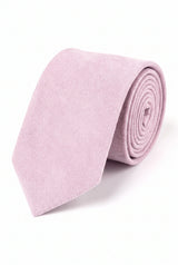 Corbata de hombre rosa claro con acabado de ante.
