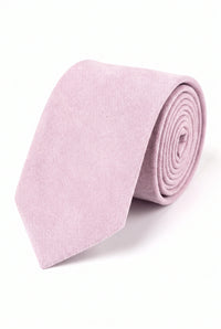Corbata de hombre rosa claro con acabado de ante.