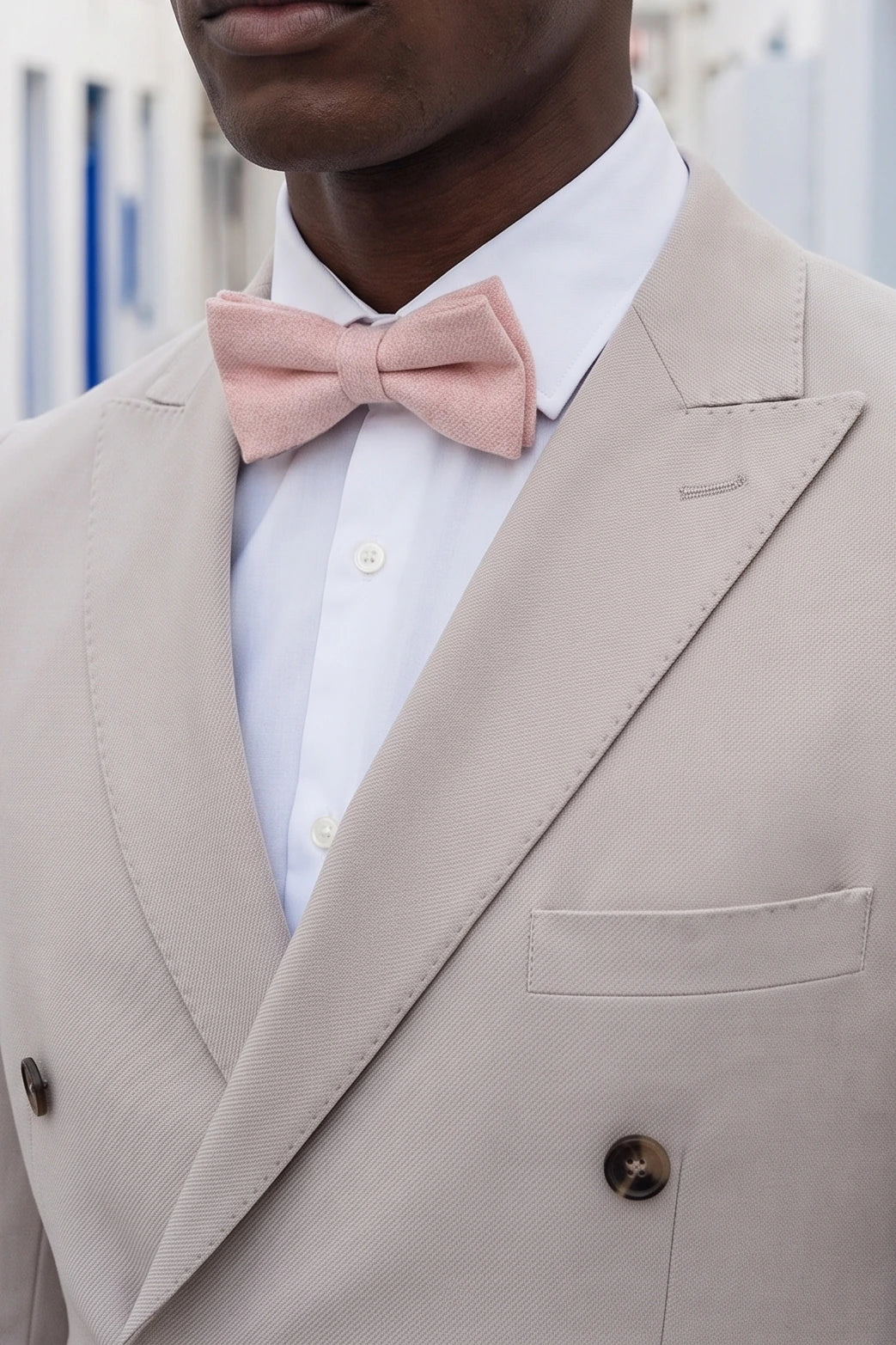 Pajarita de lana y tweed rosa claro para hombre
