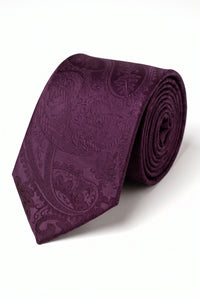 Set de regalo de corbata lila con estampado paisley para hombre