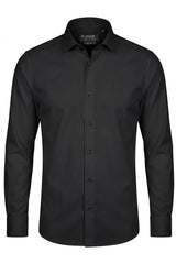 Camisa de vestir de manga larga con botones para hombre - Negra
