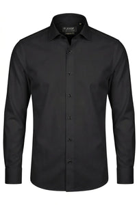 Camisa de vestir de manga larga con botones para hombre - Negra