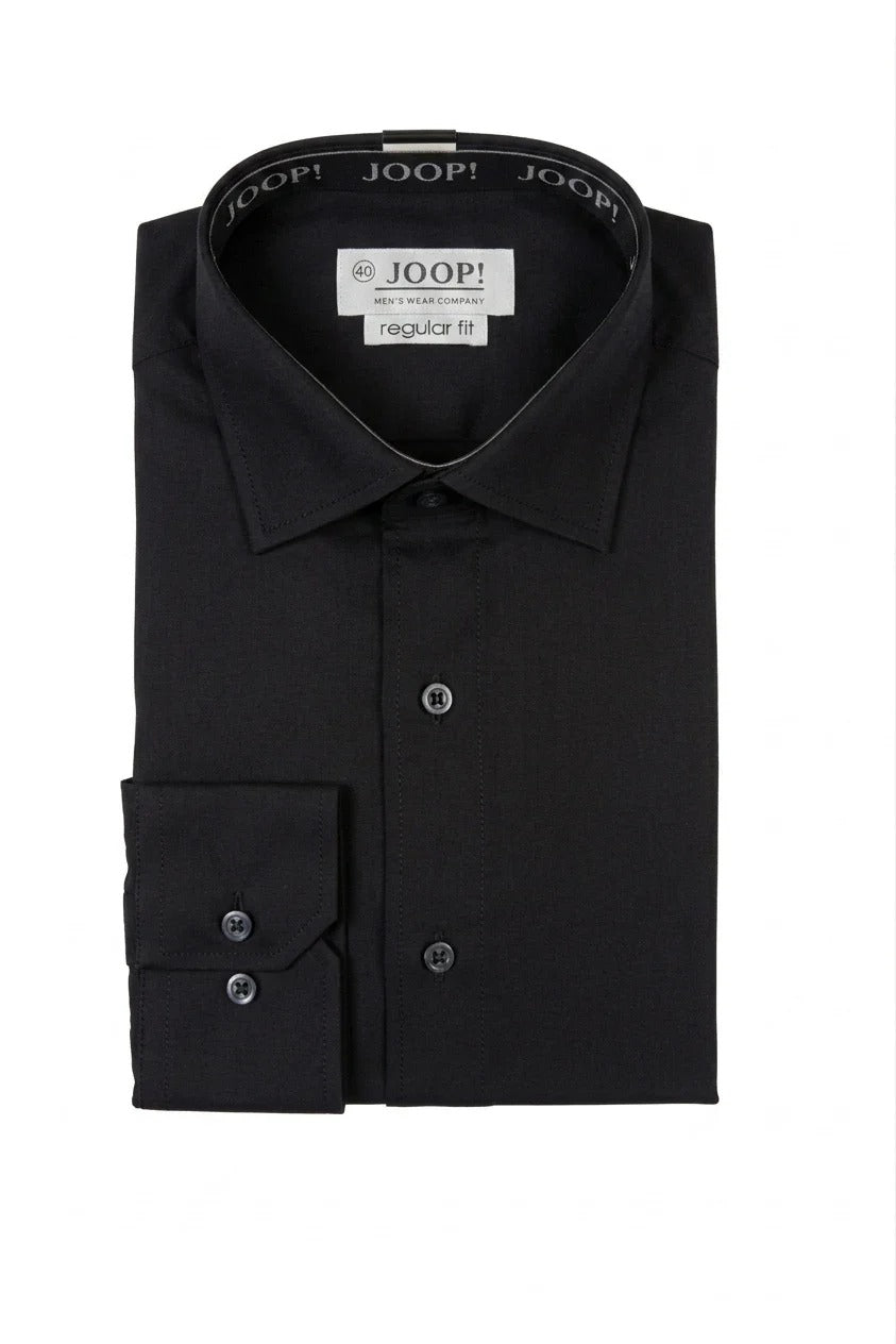 Camisa de vestir de manga larga con botones para hombre - Negra