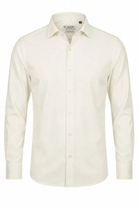 Camisa de vestir de manga larga con botones para hombre - Color crema