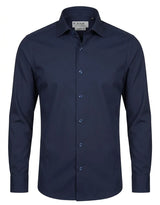 Camisa de vestir de manga larga con botones para hombre - Azul marino