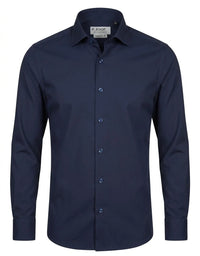 Camisa de vestir de manga larga con botones para hombre - Azul marino
