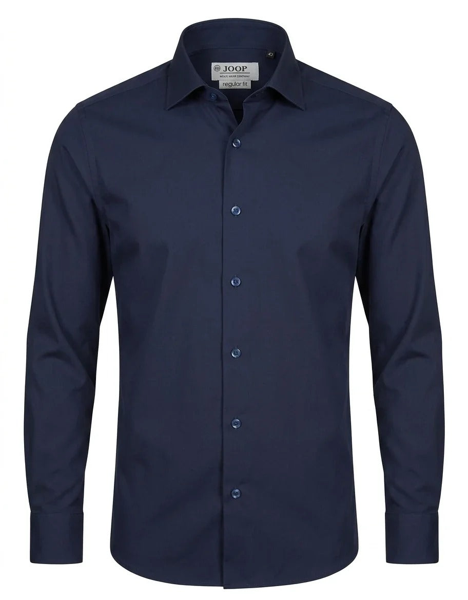 Camisa de vestir de manga larga con botones para hombre - Azul marino