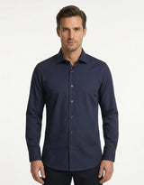Camisa de vestir de manga larga con botones para hombre - Azul marino