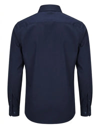 Camisa de vestir de manga larga con botones para hombre - Azul marino