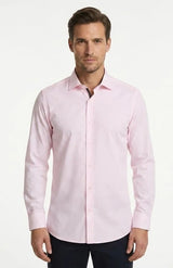Camisa de vestir de manga larga con botones para hombre - Rosa
