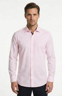 Camisa de vestir de manga larga con botones para hombre - Rosa