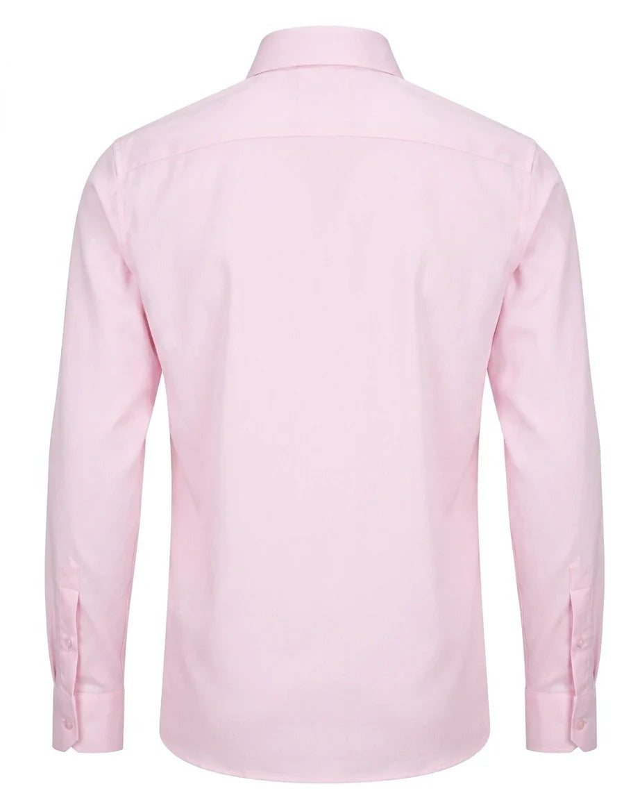 Camisa de vestir de manga larga con botones para hombre - Rosa