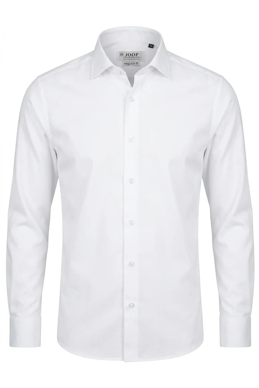 Camisa de vestir de manga larga con botones para hombre - Blanca