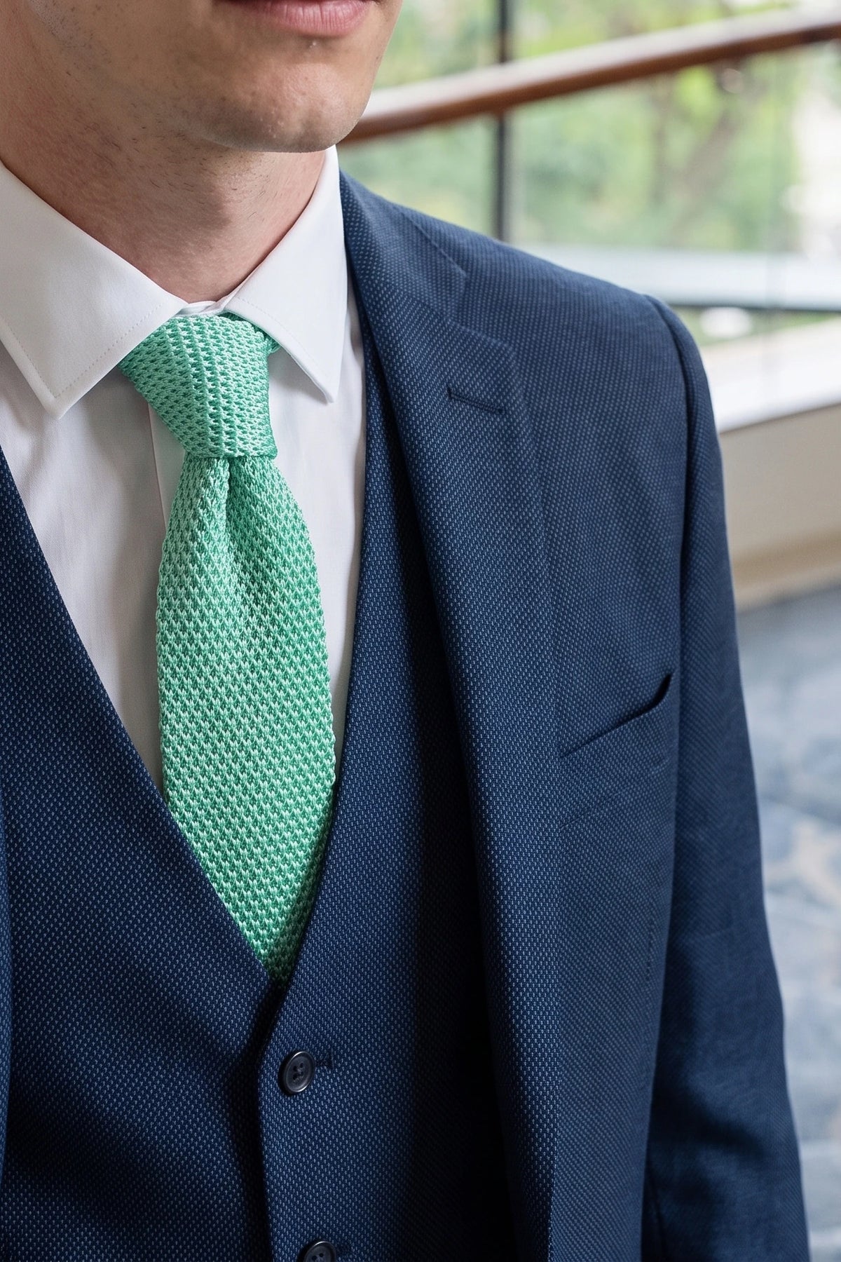 Corbata de punto verde menta para hombre