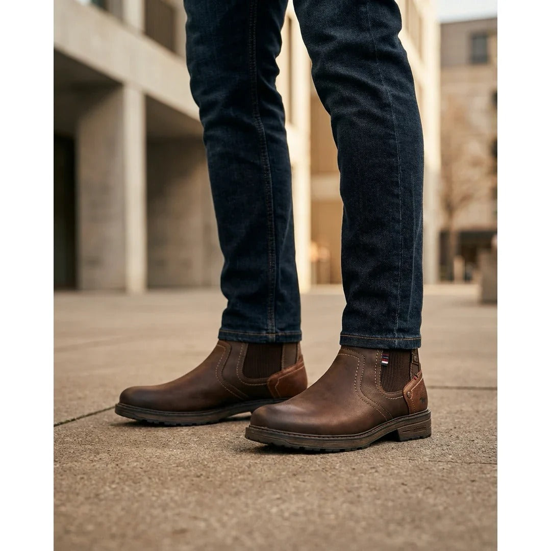 Botines Chelsea para hombre, color marrón mokka, resistentes al agua.