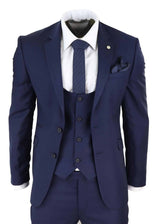 Traje de boda de 3 piezas azul marino para hombre