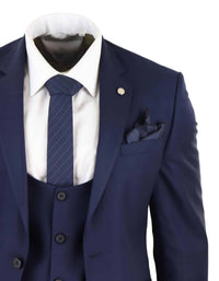 Traje de boda de 3 piezas azul marino para hombre
