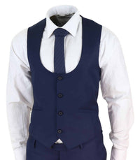 Traje de boda de 3 piezas azul marino para hombre