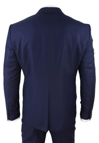 Traje de boda de 3 piezas azul marino para hombre
